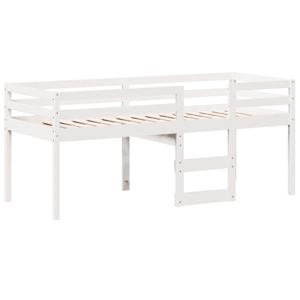 vidaXL Cama alta con techo madera maciza de pino blanco 80x200 cm