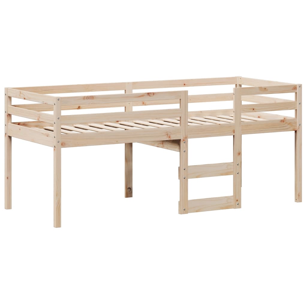 vidaXL Cama alta con techo madera maciza de pino 90x200 cm