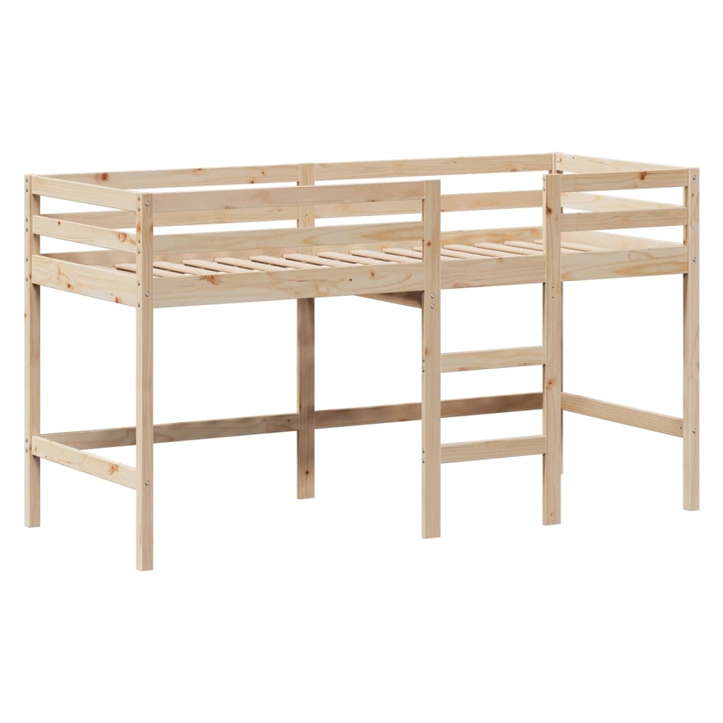 vidaXL Cama alta con escalera y techo madera maciza de pino 90x200 cm