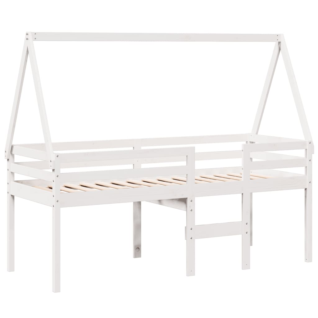 vidaXL Cama alta con techo blanca madera maciza pino blanca 90x200 cm