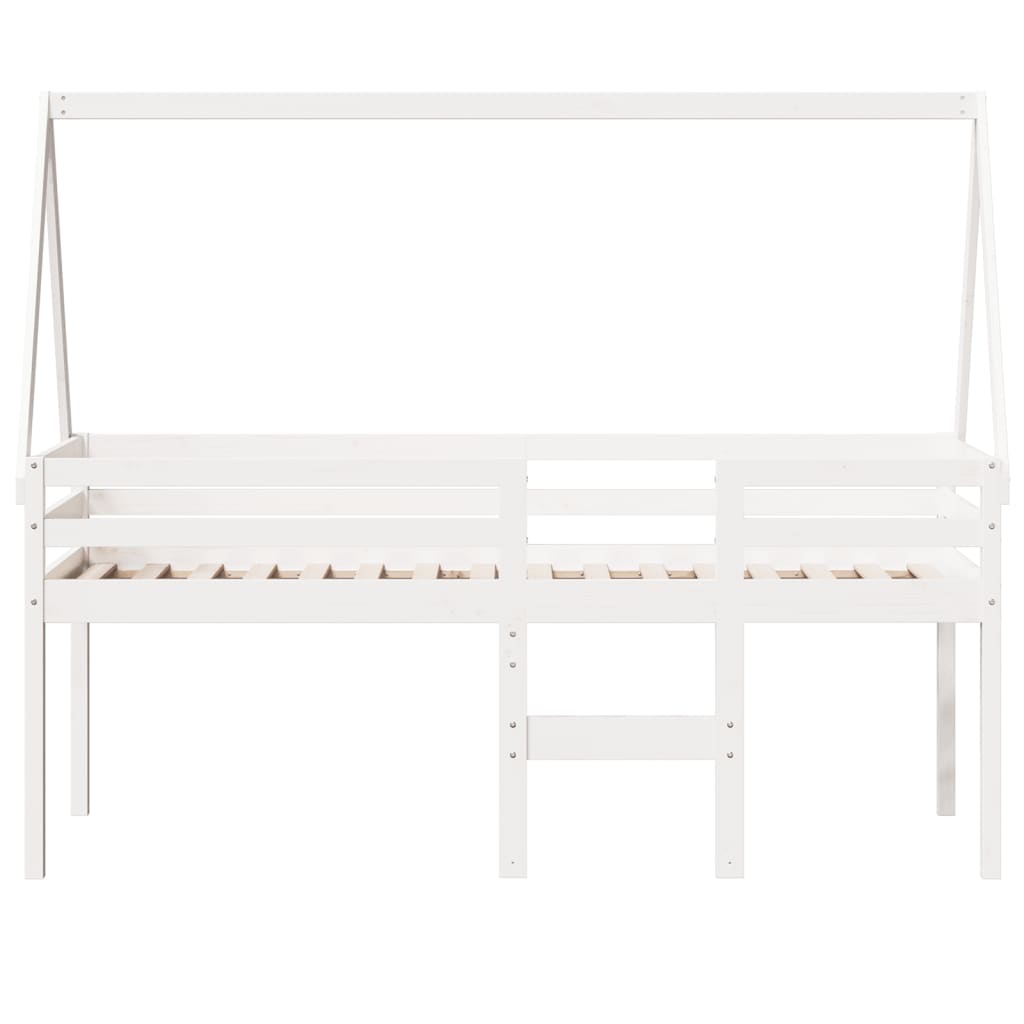 vidaXL Cama alta con techo blanca madera maciza pino blanca 90x200 cm