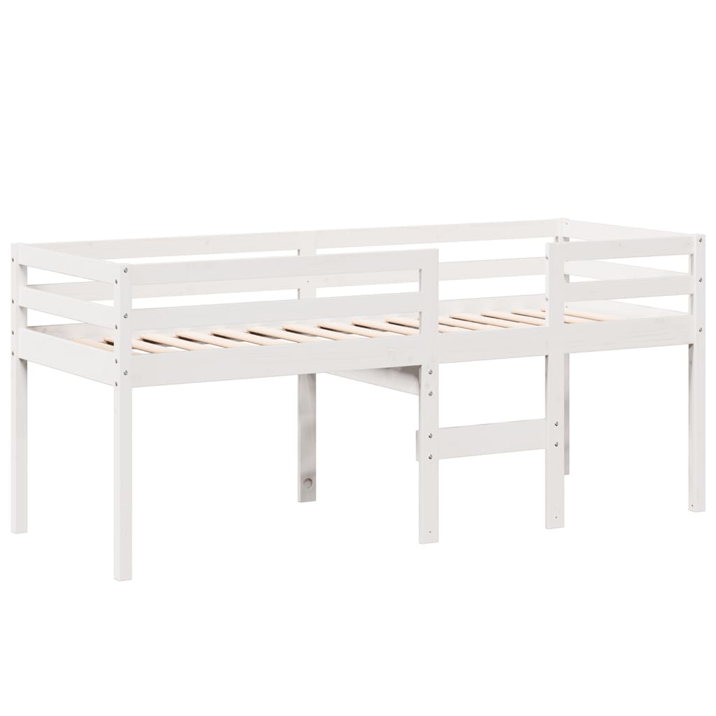 vidaXL Cama alta con techo madera maciza pino blanca 75x190 cm