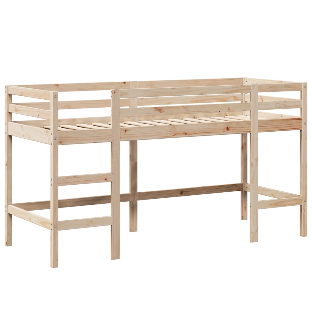 vidaXL Cama alta con escalera y techo madera maciza de pino 90x190 cm