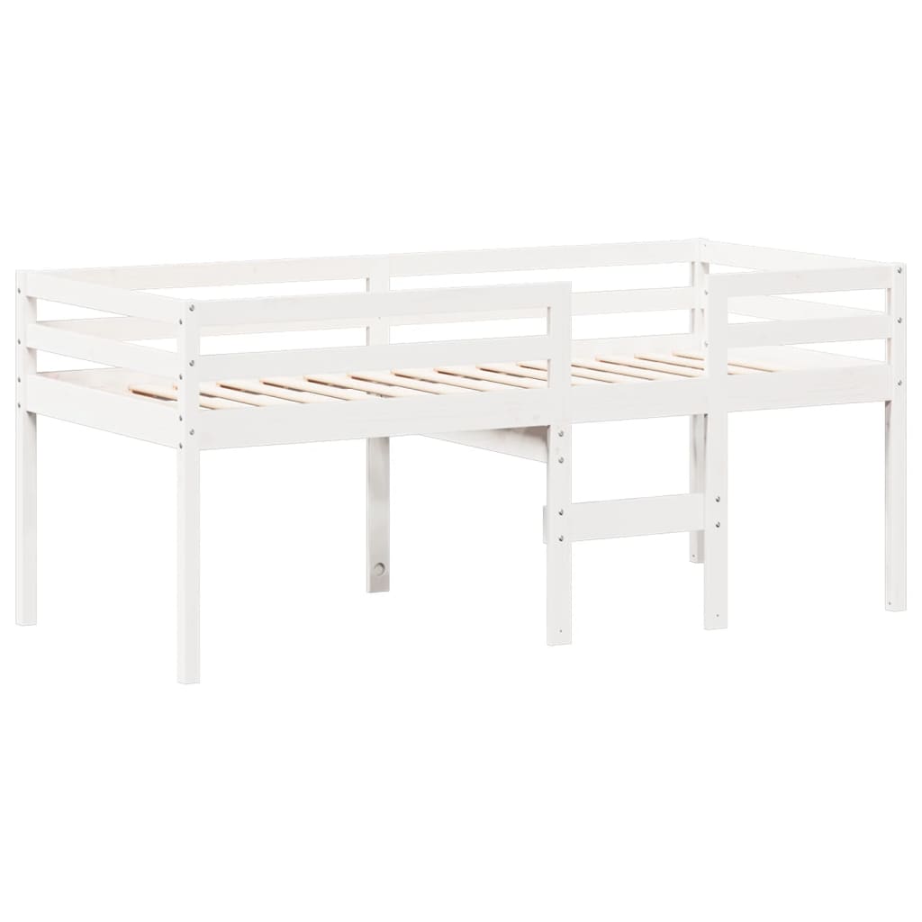 vidaXL Cama alta con techo madera maciza pino blanca 75x190 cm