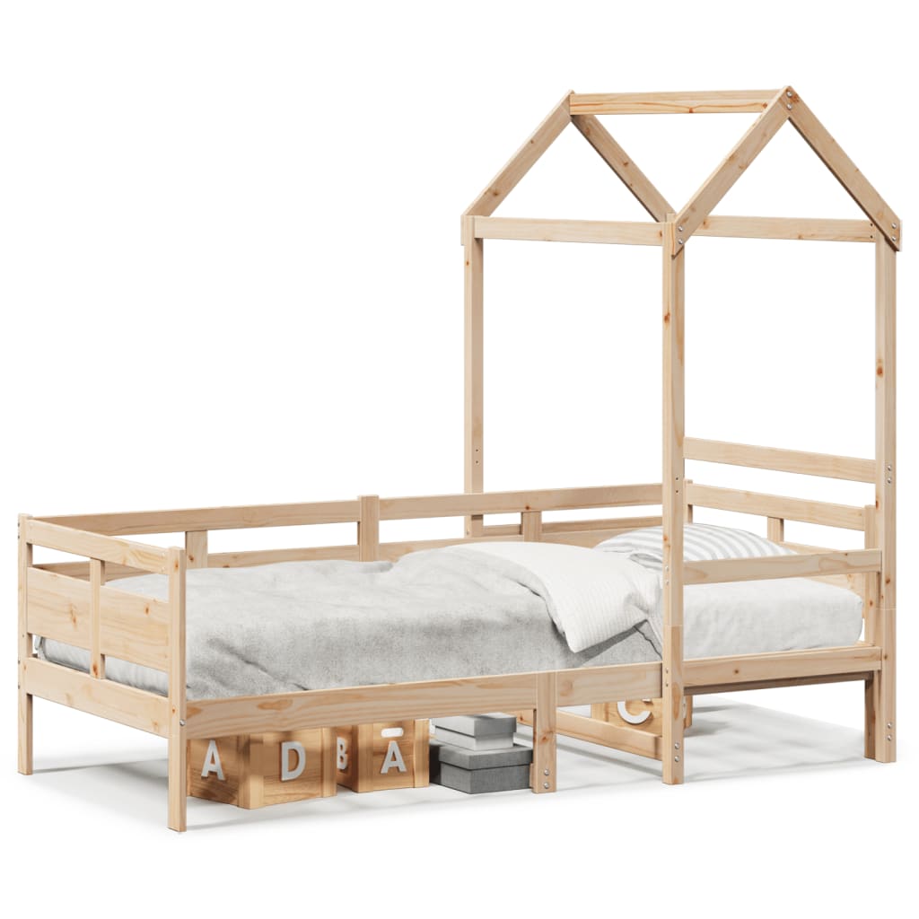 vidaXL Sofá cama con techo de madera maciza de pino 80x200 cm