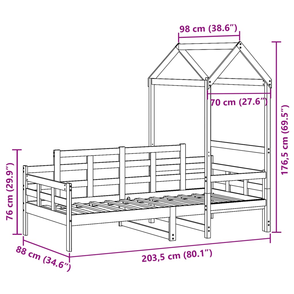 vidaXL Sofá cama madera maciza de pino blanco 80x200 cm