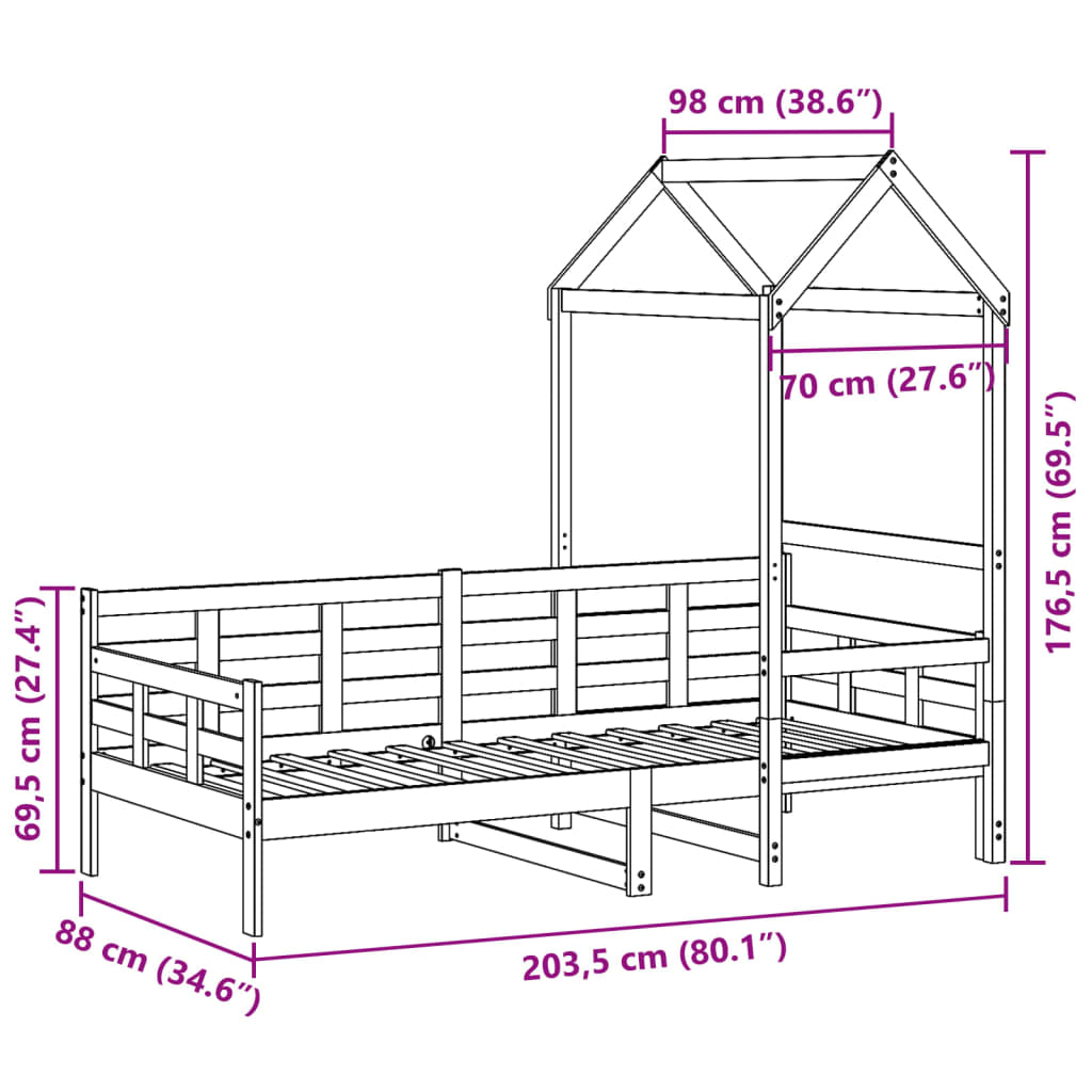 vidaXL Sofá cama madera maciza de pino blanco 80x200 cm