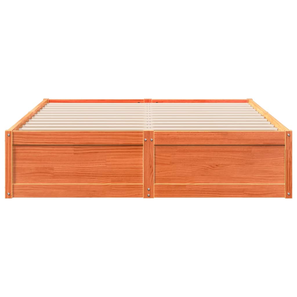 vidaXL Cama sin colchón madera maciza de pino marrón cera 140x190 cm