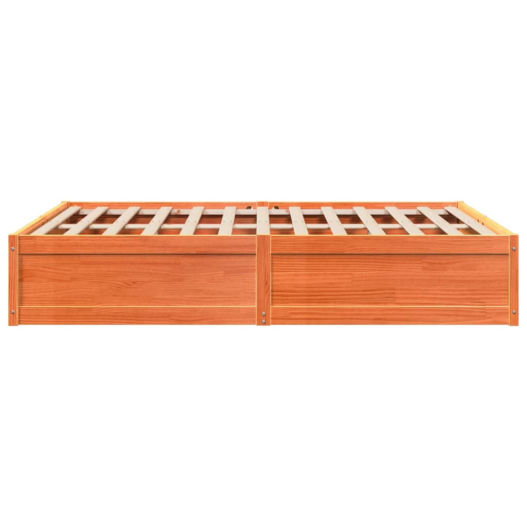 vidaXL Cama sin colchón madera maciza de pino marrón cera 140x190 cm