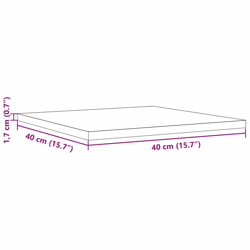 vidaXL Tablero de mesa cuadrado madera maciza de pino 40x40x1,7 cm