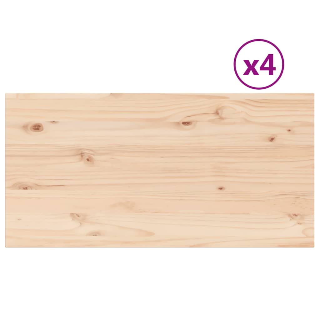 vidaXL Tablero de mesa rectangular 4 uds madera de pino 90x45x1,7 cm