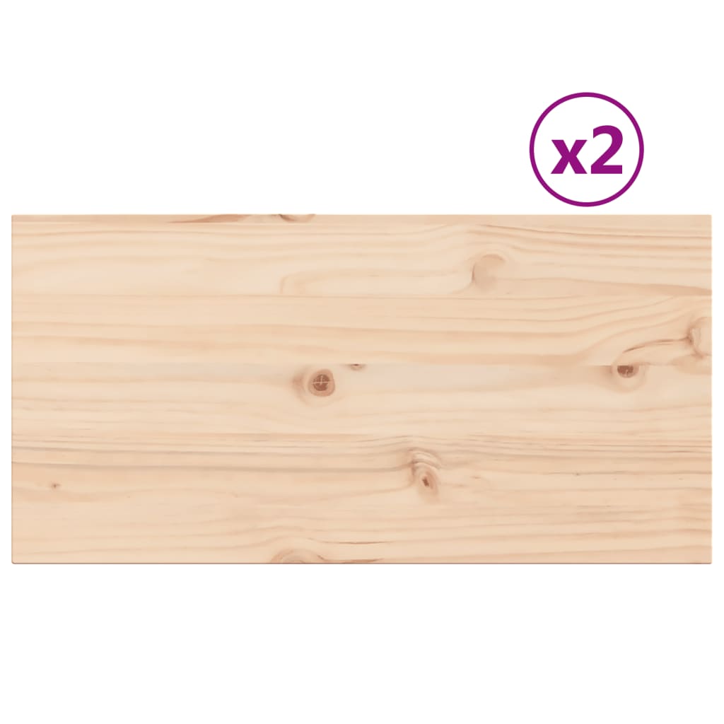 vidaXL Tablero de mesa rectangular 2 uds madera de pino 80x40x2,5 cm