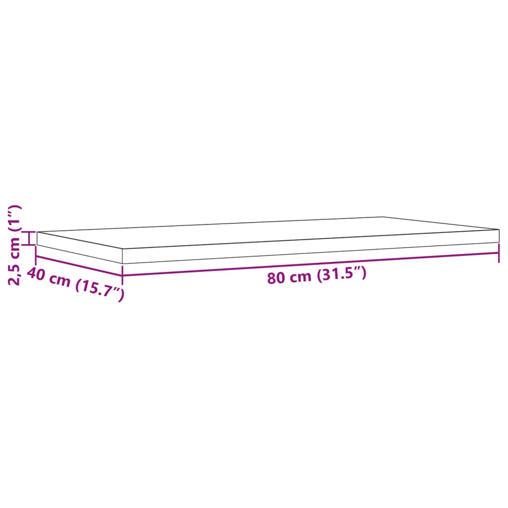 vidaXL Tablero de mesa rectangular 2 uds madera de pino 80x40x2,5 cm