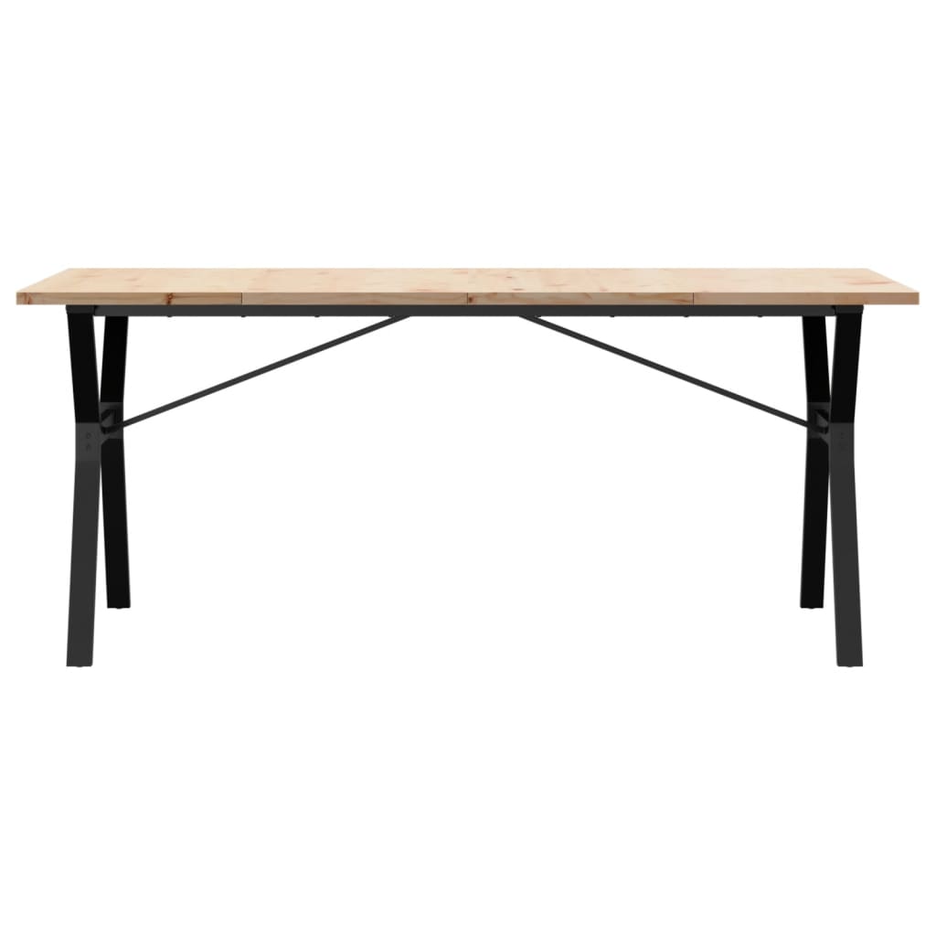 vidaXL Mesa de comedor marco Y madera maciza pino acero 180x90x75,5 cm