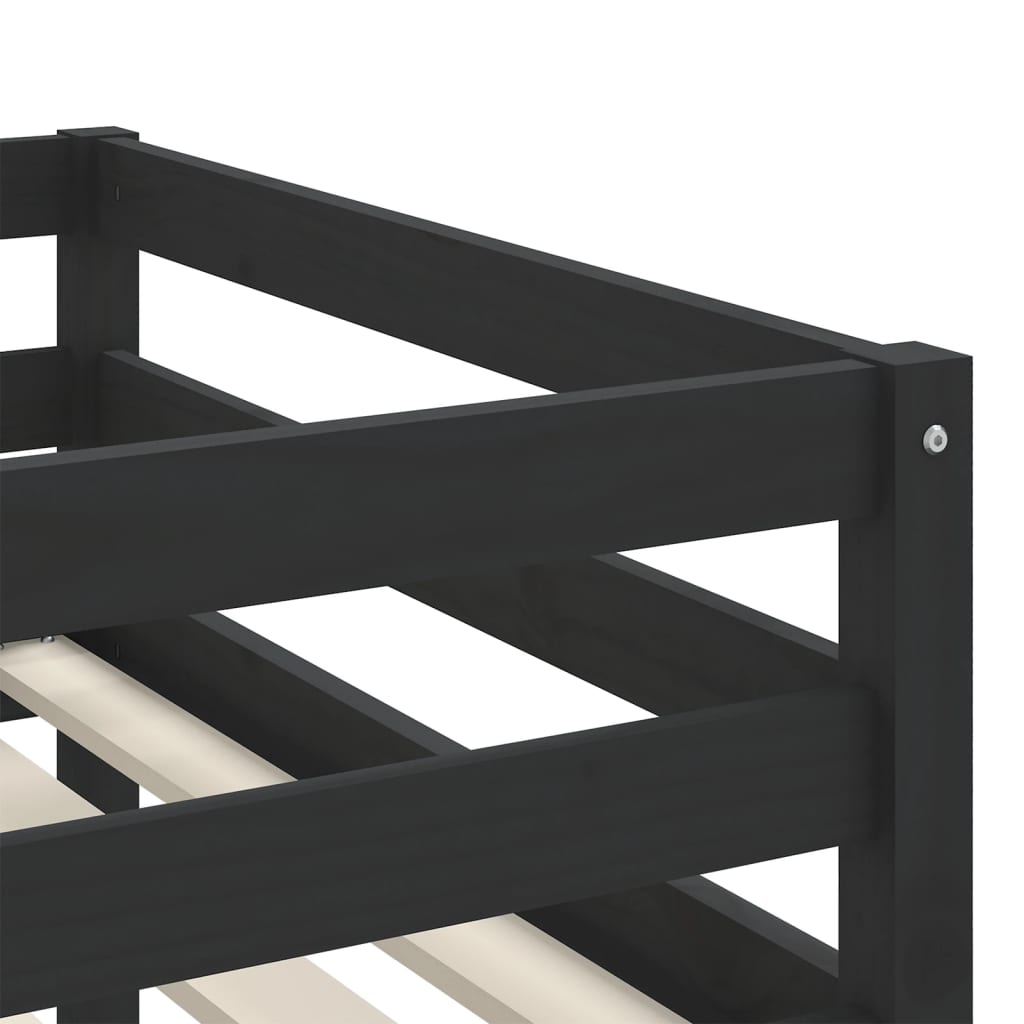 vidaXL Cama alta niños con túnel madera pino blanco negro 80x200 cm