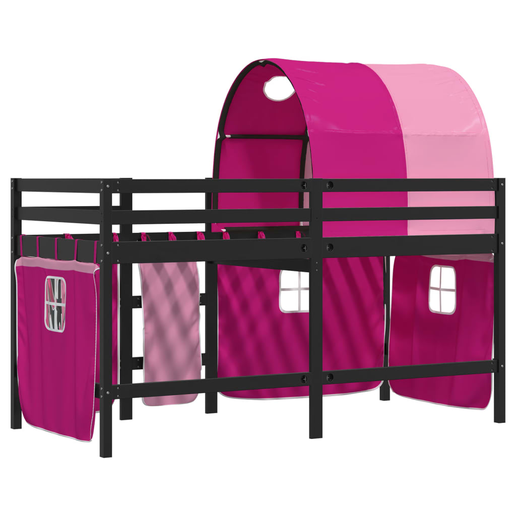 vidaXL Cama alta para niños con túnel madera pino rosa 80x200 cm