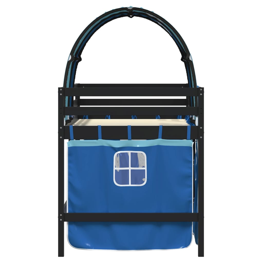 vidaXL Cama alta para niños con túnel madera pino azul 90x190 cm