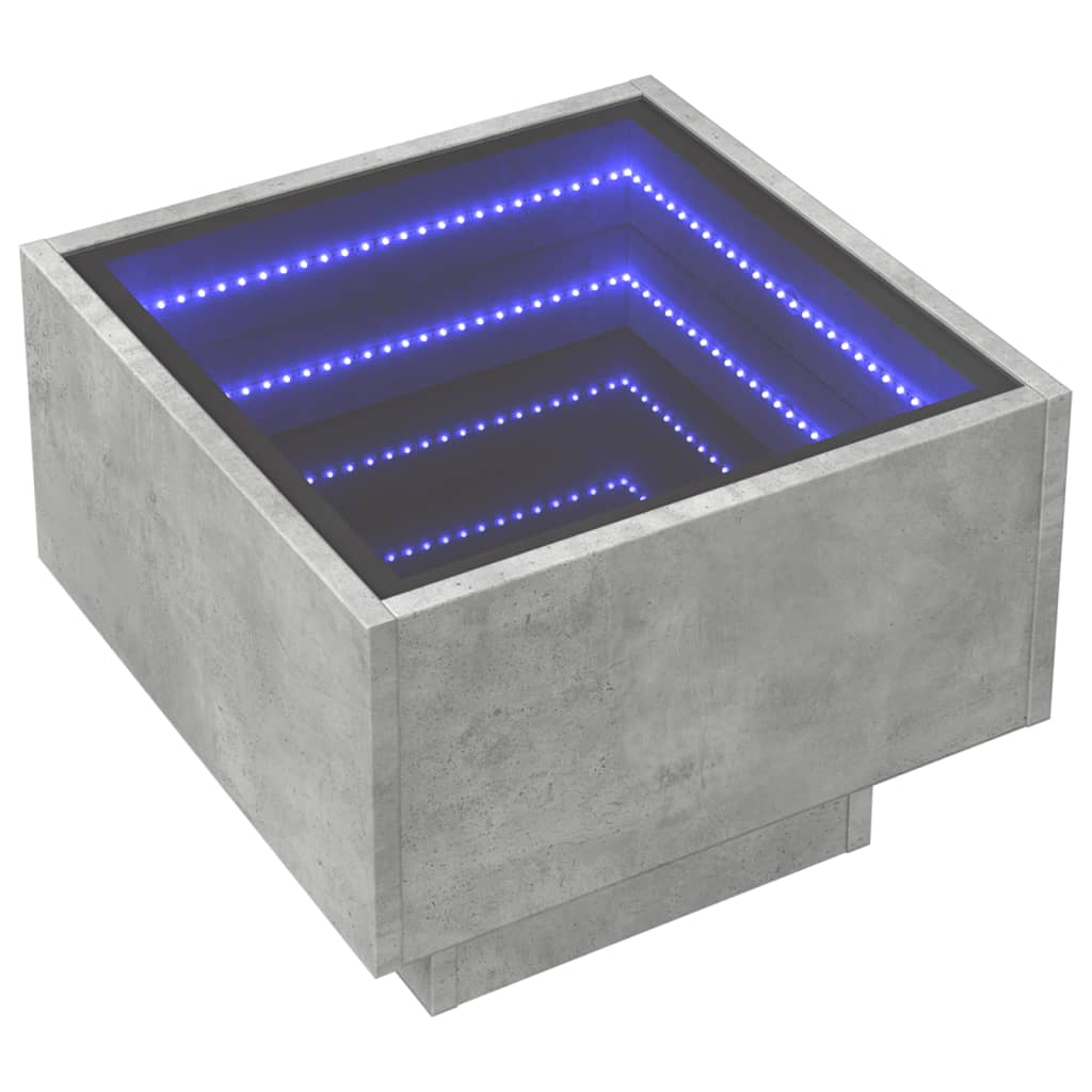 vidaXL Mesita de noche con Infinity LED gris hormigón 40x40x30 cm