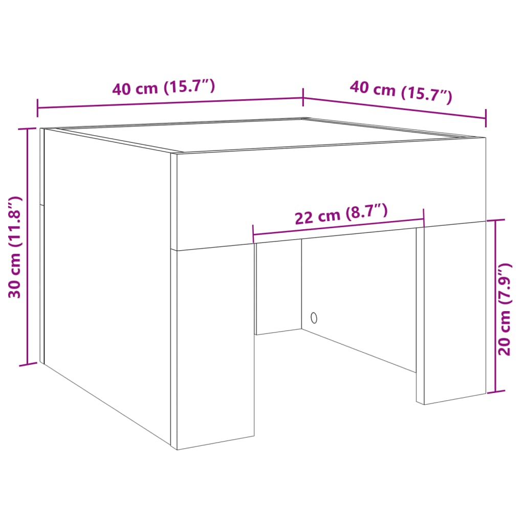 vidaXL Mesita de noche con LED Infinity blanca 40x40x30 cm