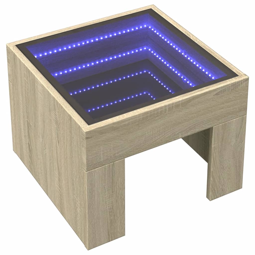 vidaXL Mesita de noche con Infinity LED roble Sonoma 40x40x30 cm