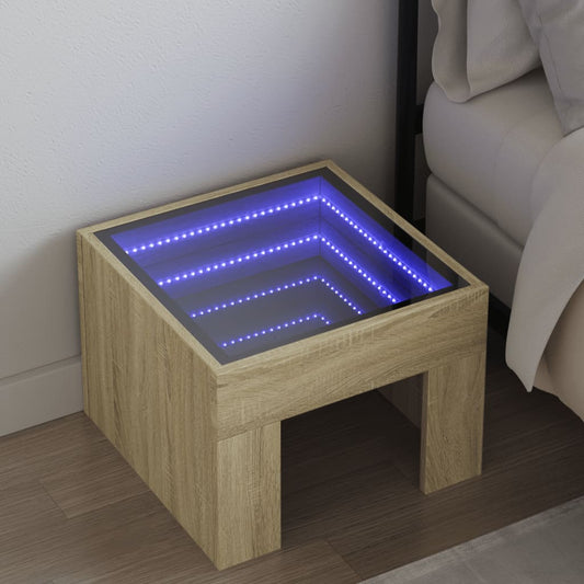 vidaXL Mesita de noche con Infinity LED roble Sonoma 40x40x30 cm