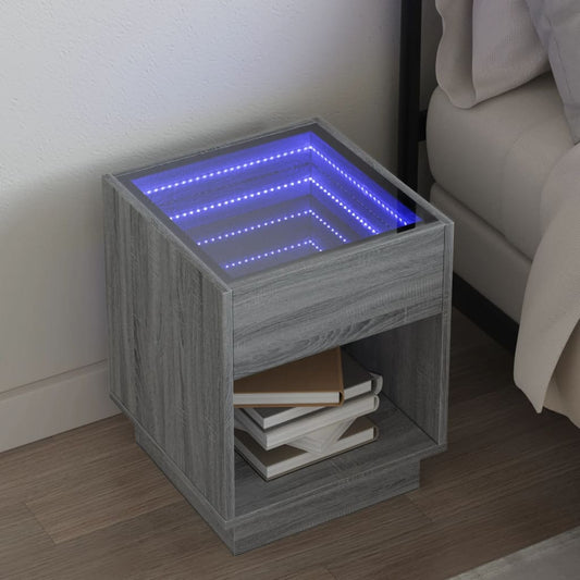 vidaXL Mesa de centro con Infinity LED gris Sonoma 40x40x50 cm