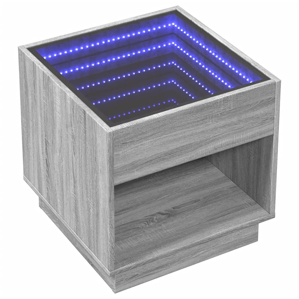 vidaXL Mesa de centro con Infinity LED gris Sonoma 50x50x50 cm