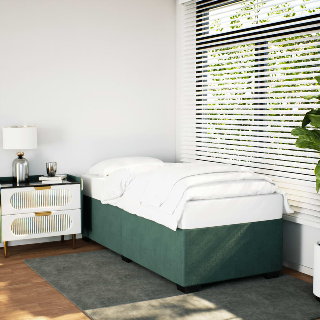 vidaXL Estructura de cama sin colchón terciopelo verde oscuro 90x190cm