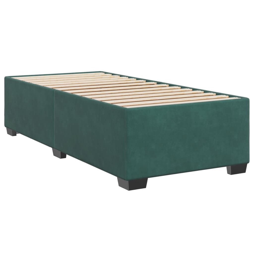 vidaXL Estructura de cama sin colchón terciopelo verde oscuro 90x190cm