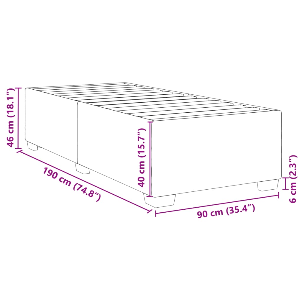 vidaXL Estructura de cama sin colchón terciopelo verde oscuro 90x190cm