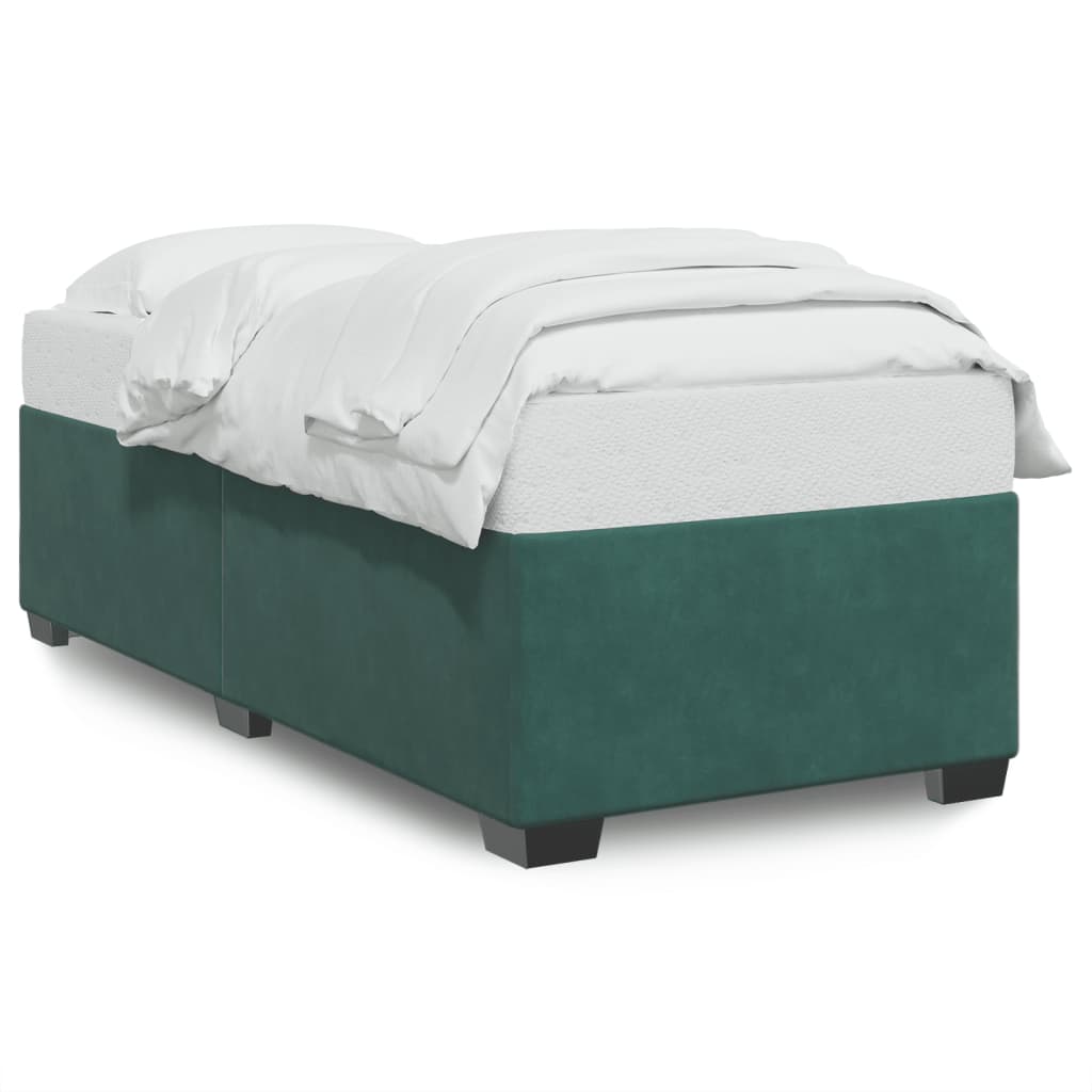 vidaXL Estructura de cama sin colchón terciopelo verde oscuro 90x190cm