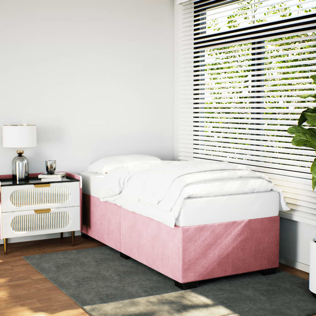 vidaXL Estructura de cama sin colchón terciopelo rosa 90x190 cm