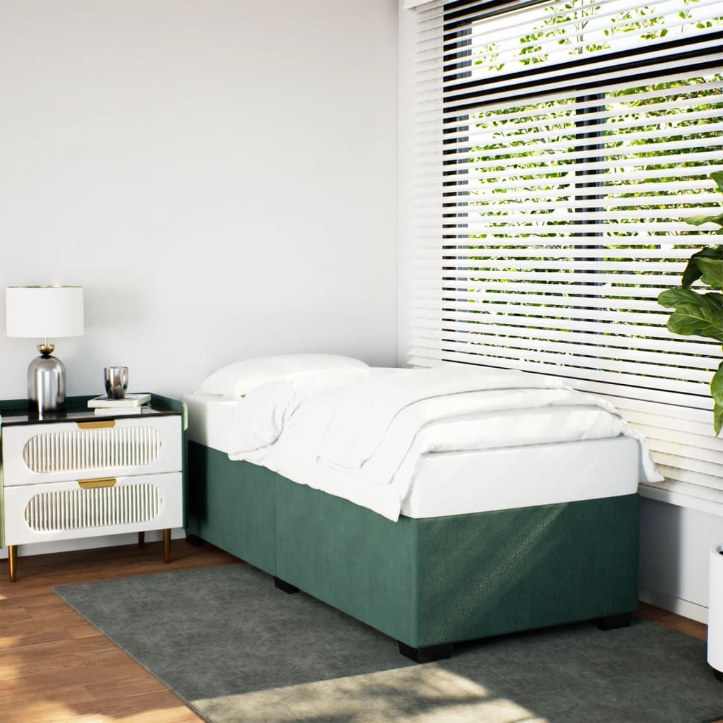 vidaXL Estructura de cama sin colchón terciopelo verde oscuro 90x200cm