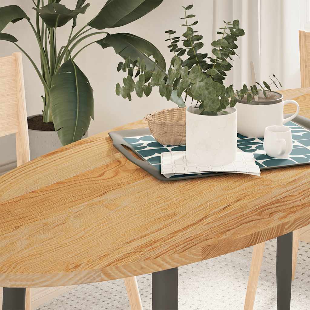 vidaXL Tablero de mesa ovalado madera maciza de roble 140x60x2 cm