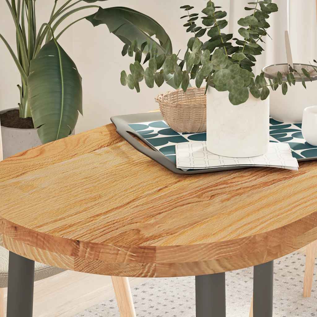 vidaXL Tablero de mesa ovalado madera maciza de roble 100x50x4 cm