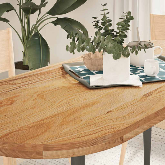 vidaXL Tablero de mesa ovalado madera maciza de roble 140x60x4 cm