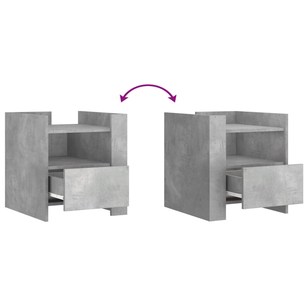 vidaXL Mesita de noche madera de ingeniería gris hormigón 45x50x50 cm