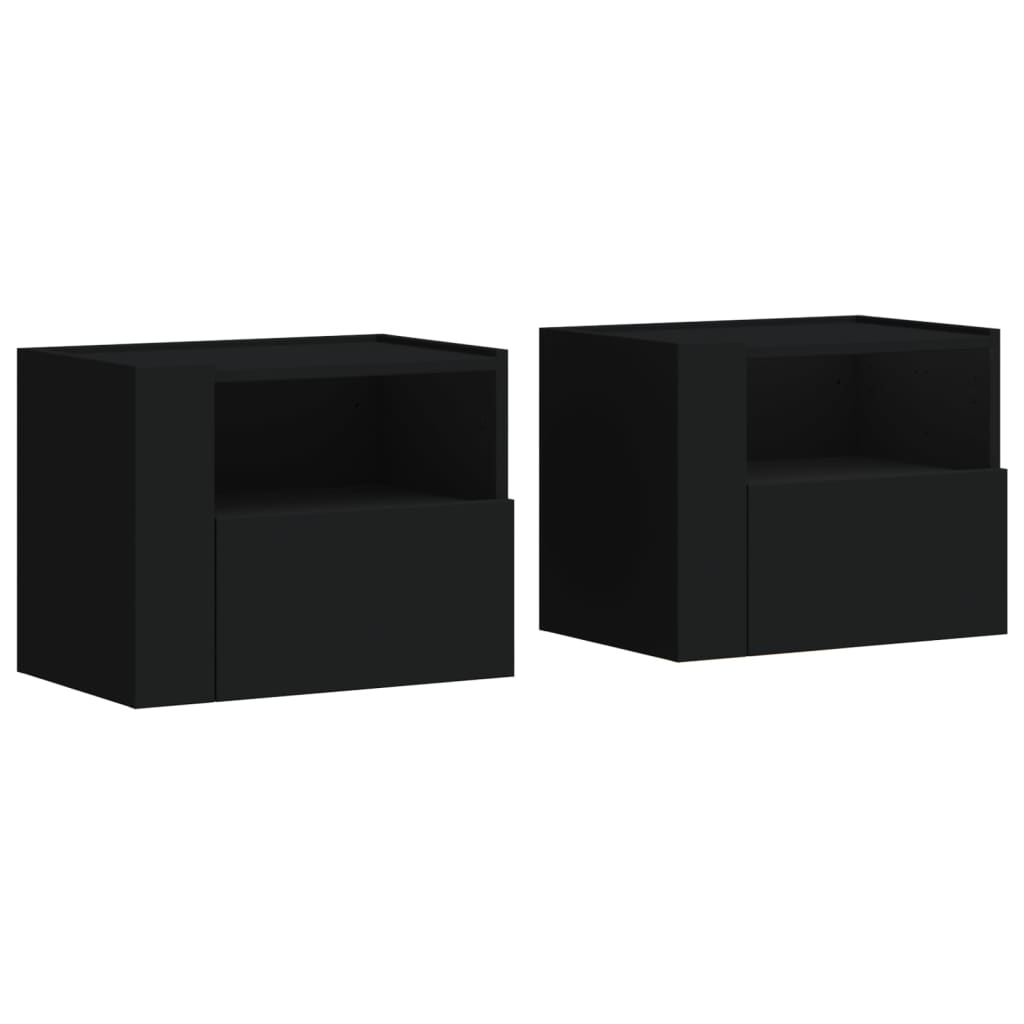 vidaXL Mesitas de noche de pared 2 unidades negra 45x30x35 cm