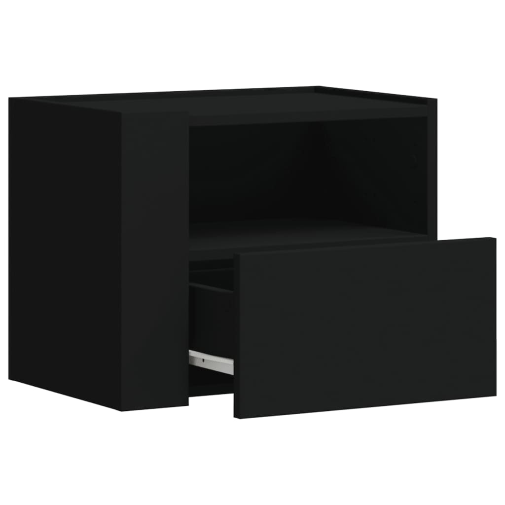 vidaXL Mesitas de noche de pared 2 unidades negra 45x30x35 cm