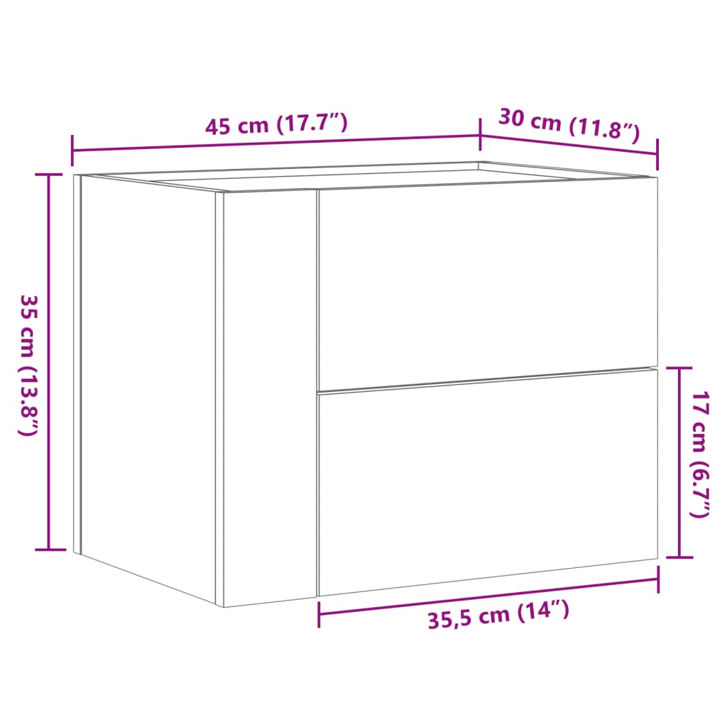 vidaXL Mesitas de noche de pared 2 unidades blanca 45x30x35 cm