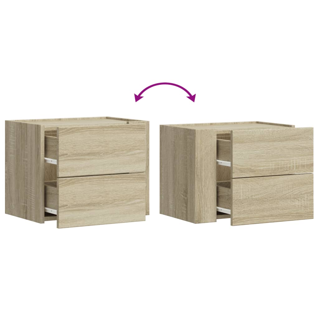 vidaXL Mesitas de noche de pared 2 unidades roble Sonoma 45x30x35 cm