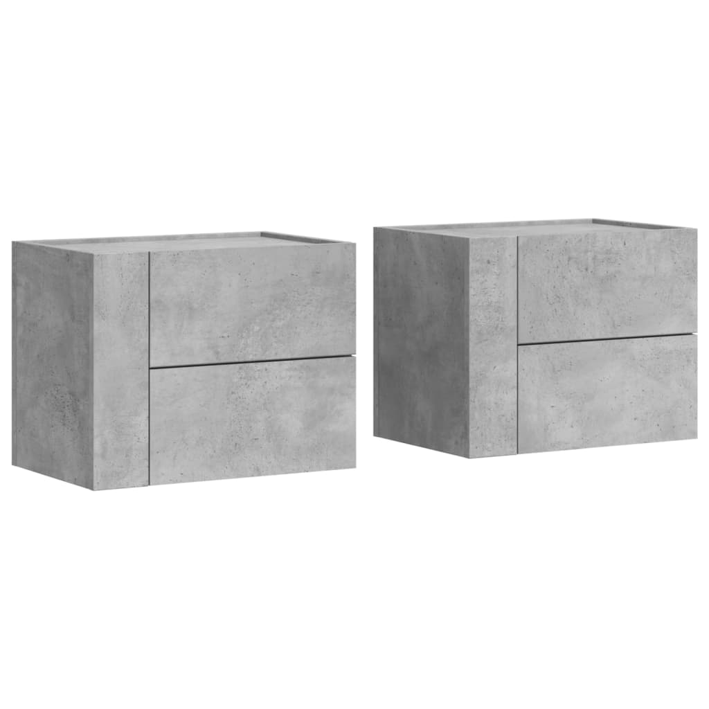 vidaXL Mesita de noche de pared 2 uds color gris hormigón 45x30x35 cm