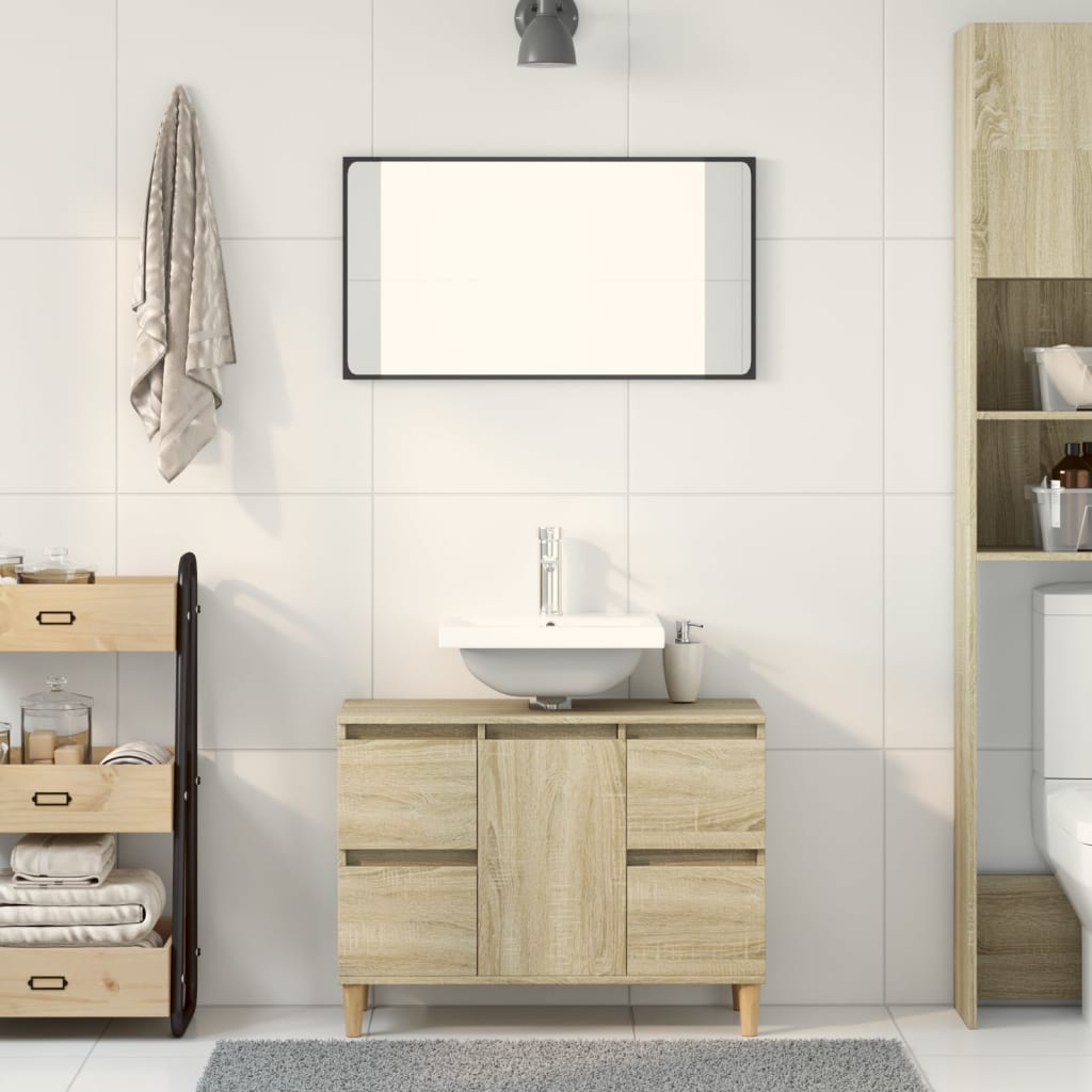 vidaXL Armario de lavabo madera contrachapada roble Sonoma 80x33x60 cm