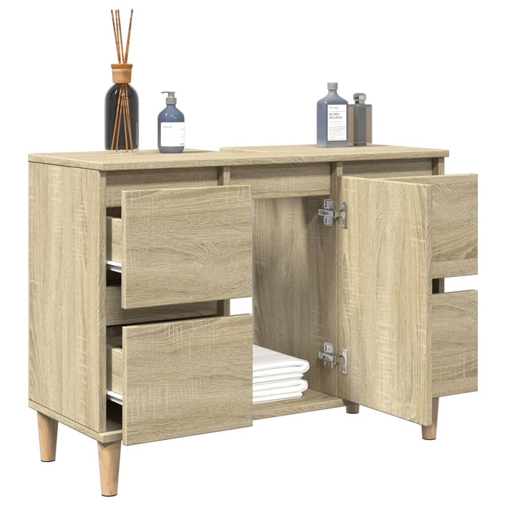 vidaXL Armario de lavabo madera contrachapada roble Sonoma 80x33x60 cm