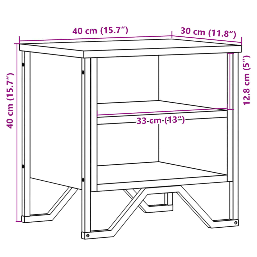 vidaXL Mesita de noche madera de ingeniería roble Sonoma 40x30x40 cm