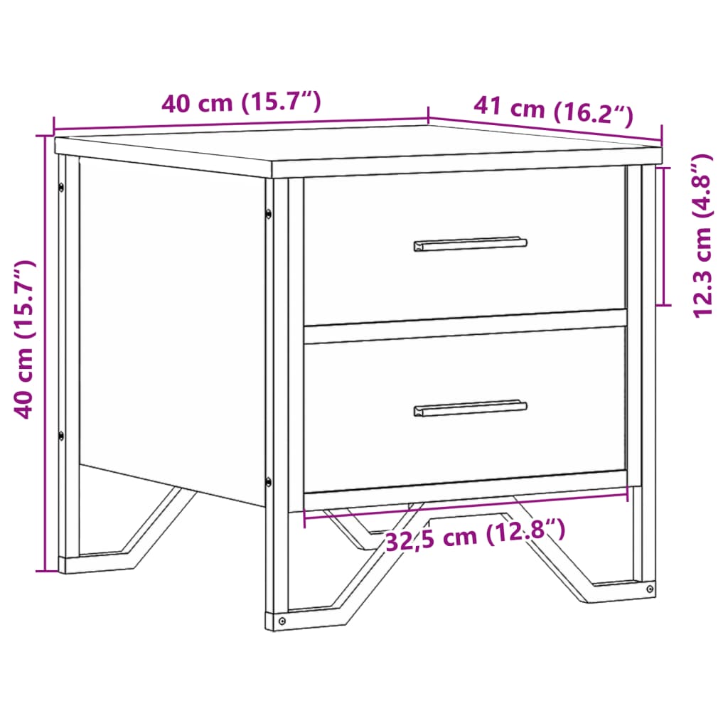 vidaXL Mesita de noche madera de ingeniería negra 40x41x40 cm