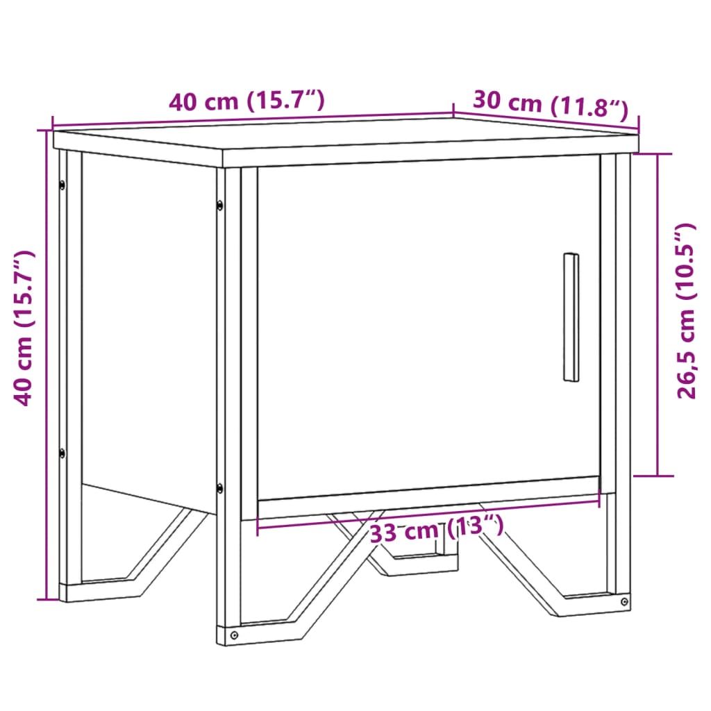 vidaXL Mesitas noche 2 uds madera ingeniería roble ahumado 40x30x40 cm