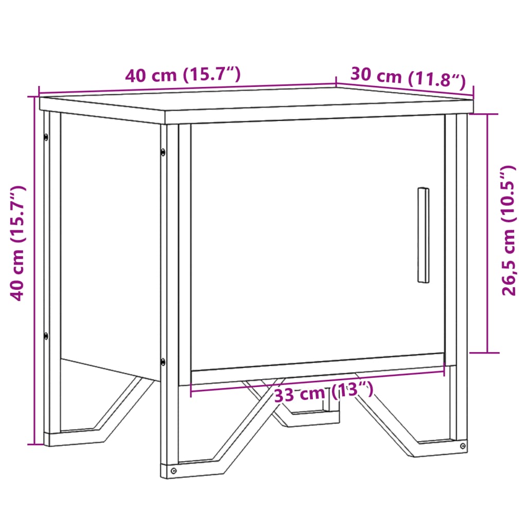 vidaXL Mesita de noche madera de ingeniería gris Sonoma 40x30x40 cm