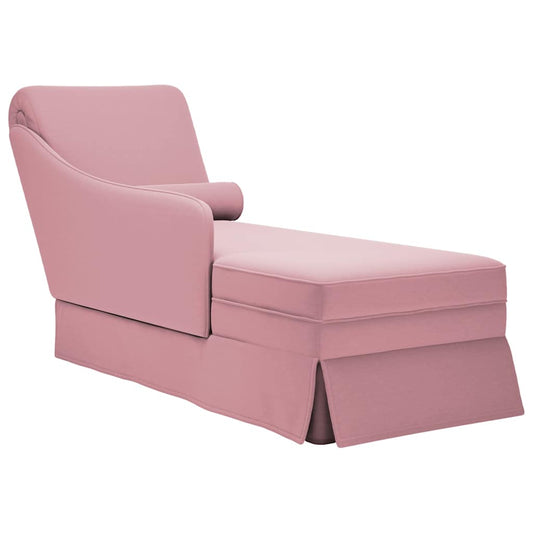 vidaXL Chaise longue respaldo reposabrazos derecho terciopelo rosa