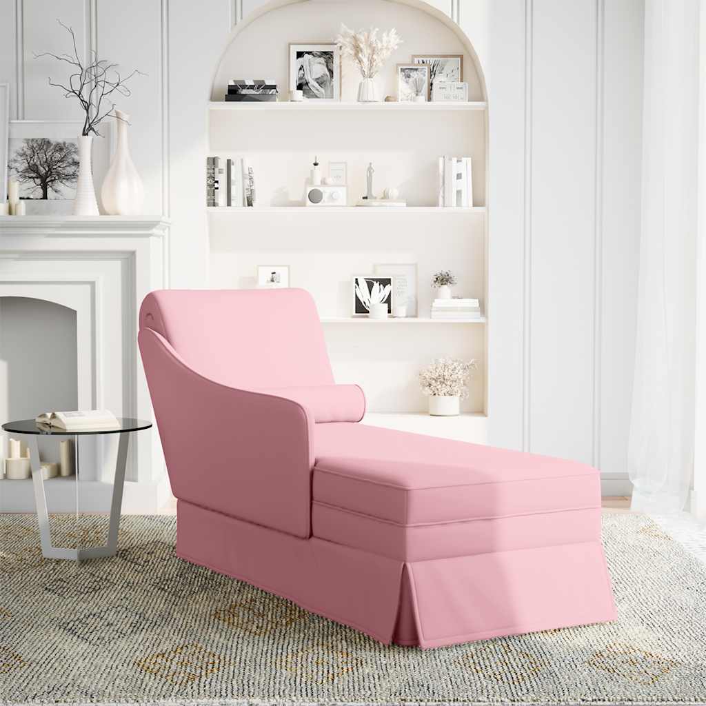 vidaXL Chaise longue respaldo reposabrazos derecho terciopelo rosa